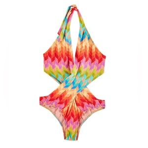 FARM Rio Light Chevron One Piece Swimsuit